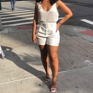 White belted shorts